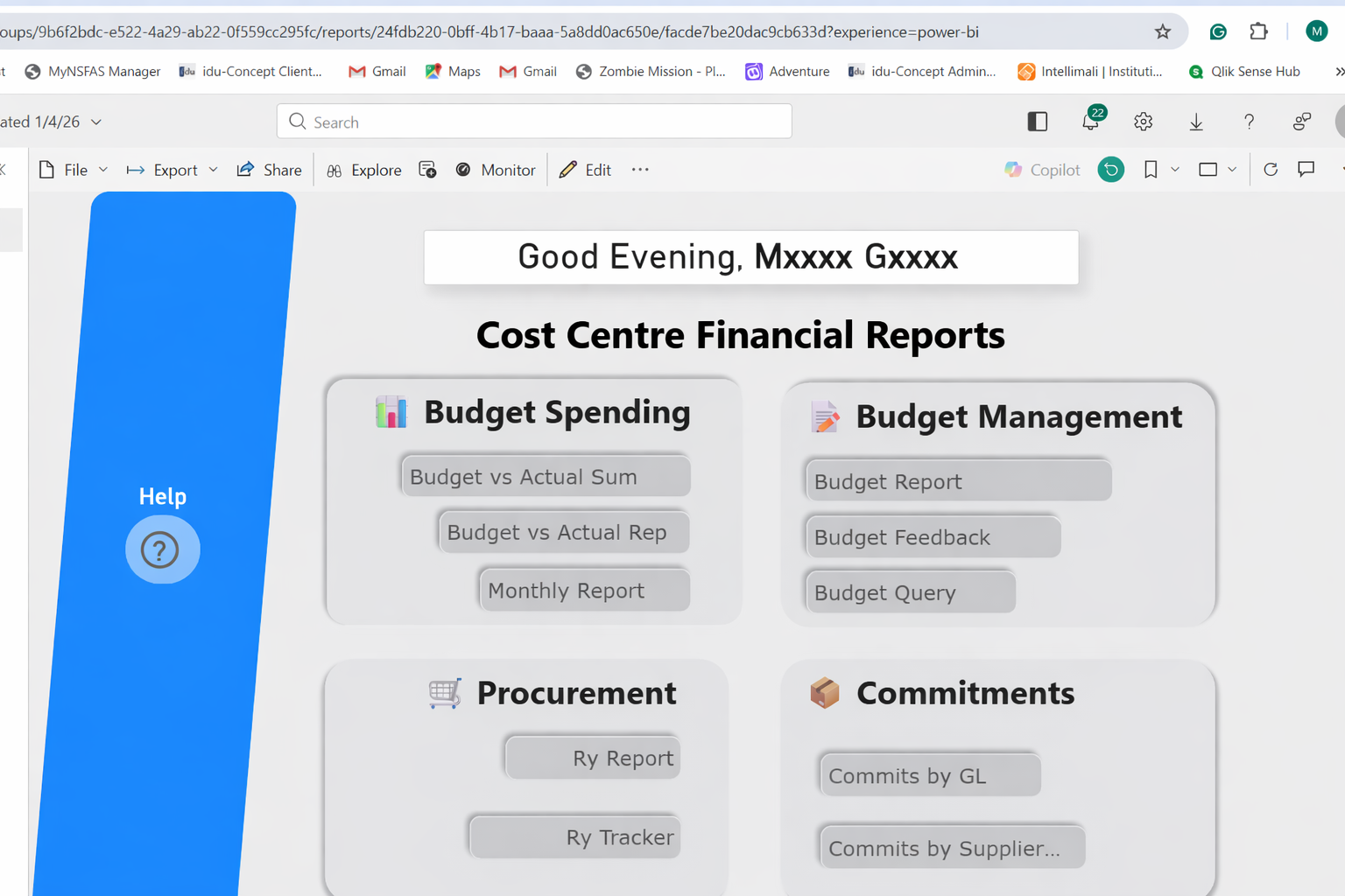Power BI Cost Centre Financial Reports